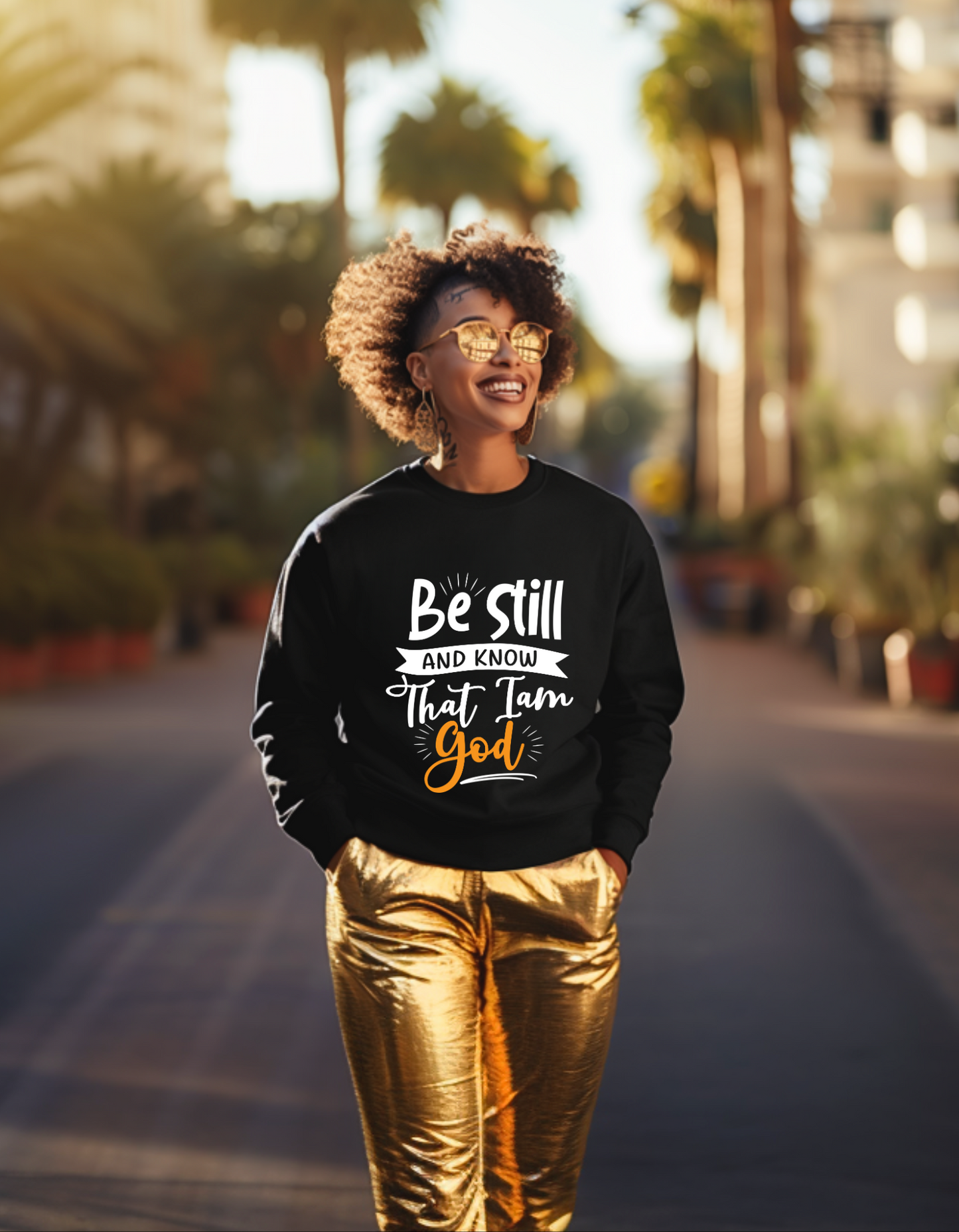 Be Still And Know That I Am God Christian Crew neck Sweatshirt