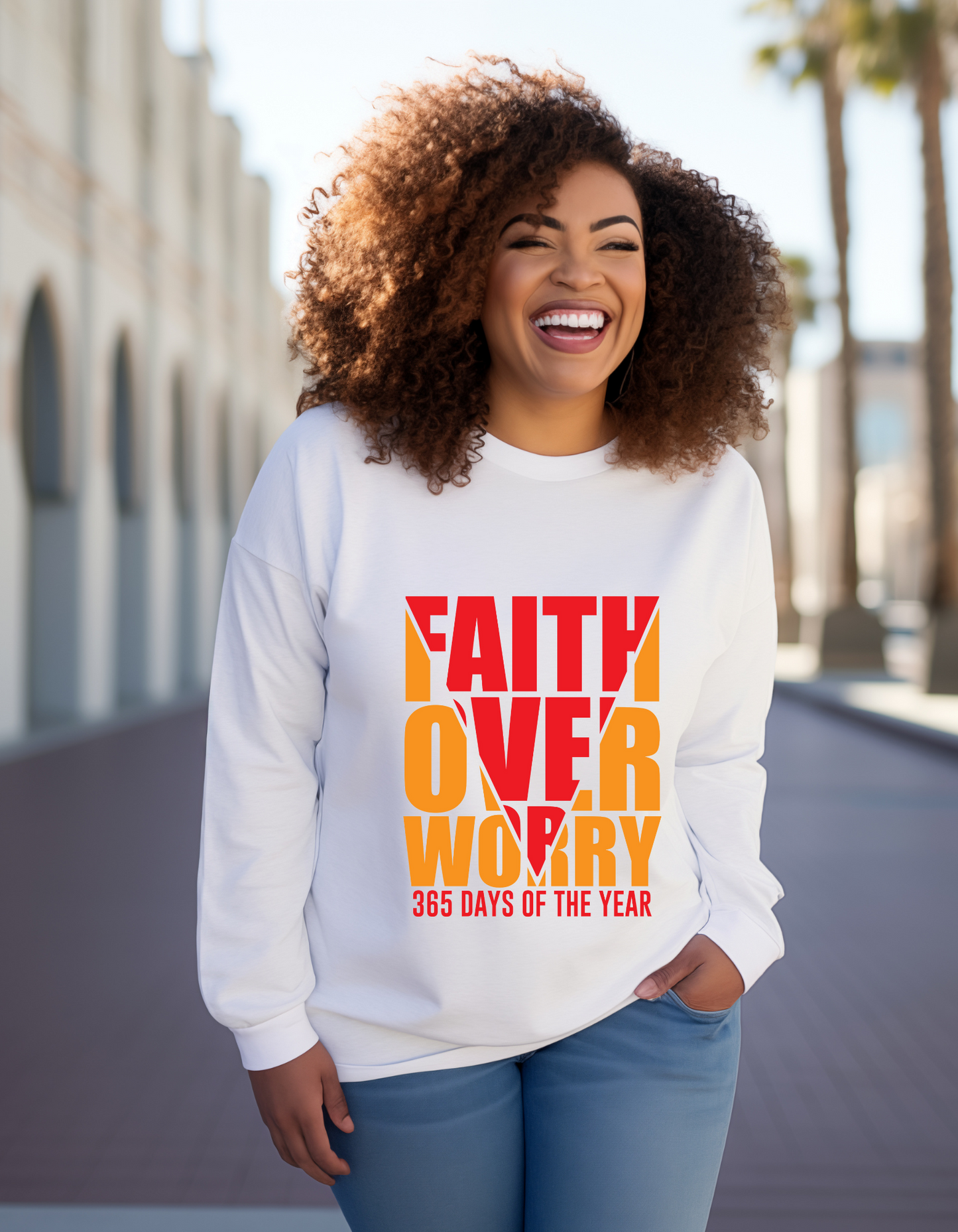 Christian Faith Hoodies, Faith over worries Unisex Crewneck Sweatshirt