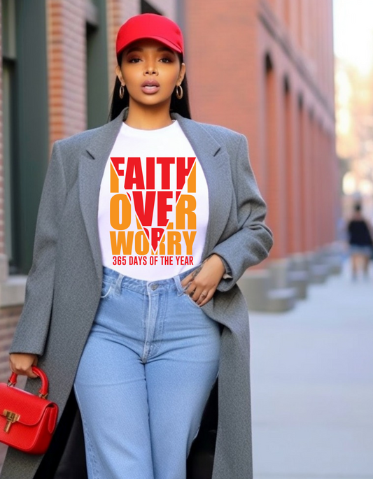 Religious Graphic Tees, Faith over worry Unisex Heavy Cotton Tee