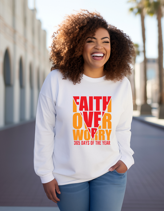 Women's Christian Sweatshirts, Faith over worries Unisex Crewneck Sweatshirt