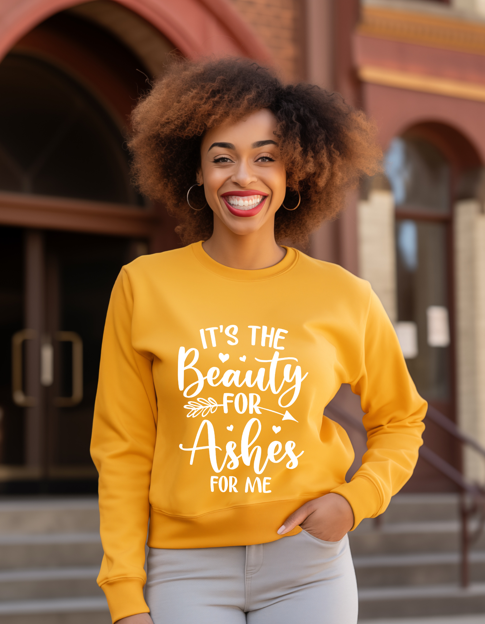 Unisex Crewneck Sweatshirt , Its the beauty for ashes for me Christian Crewneck sweatshirt