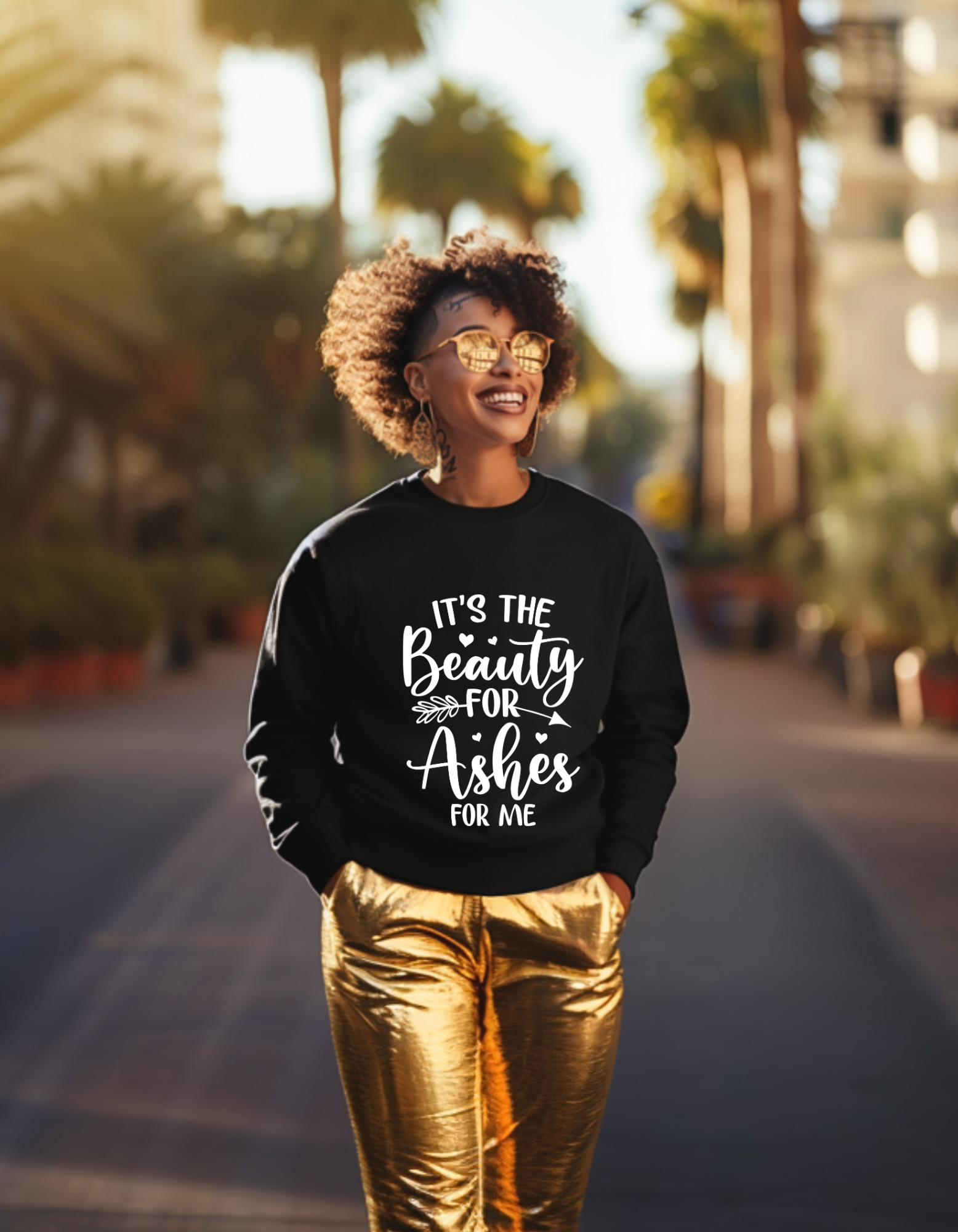 Unisex Crewneck Sweatshirt , Its the beauty for ashes for me Christian Crewneck sweatshirt