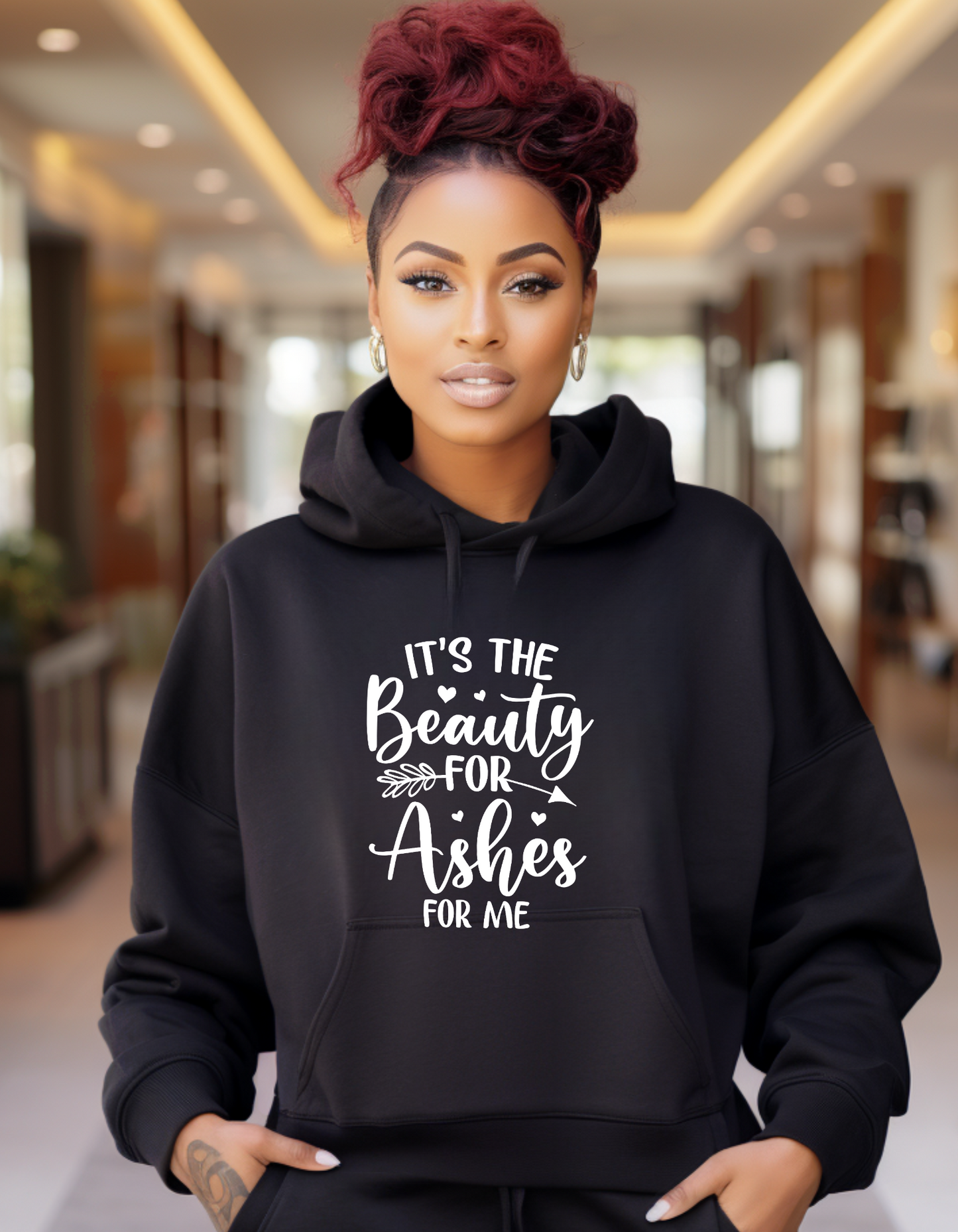 Christian Hooded Sweatshirt, Its the beauty for ashes Hooded Sweatshirt