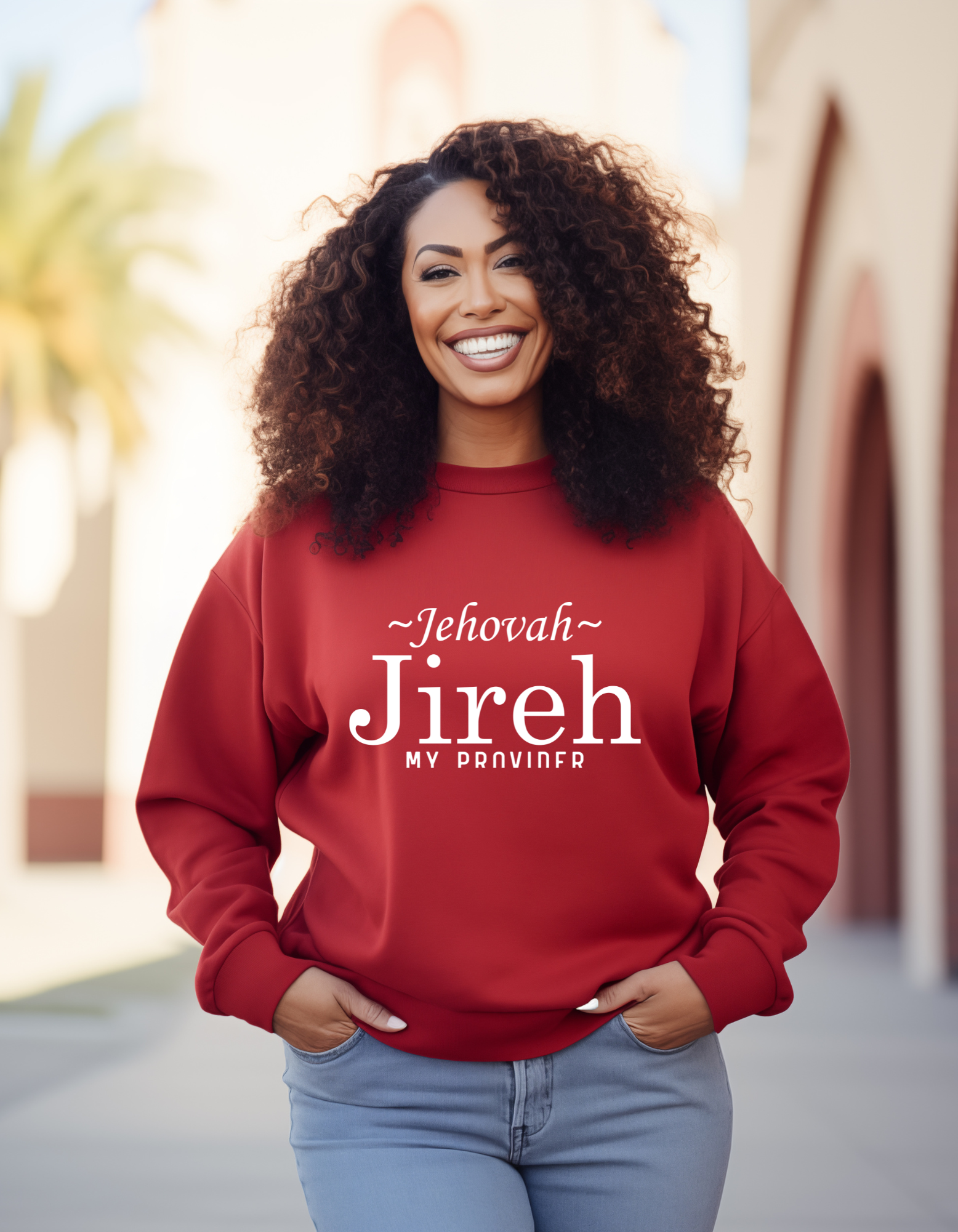 Christian Crewneck Sweatshirt, Jehovah Jireh my provider Christian crewneck sweatshirt