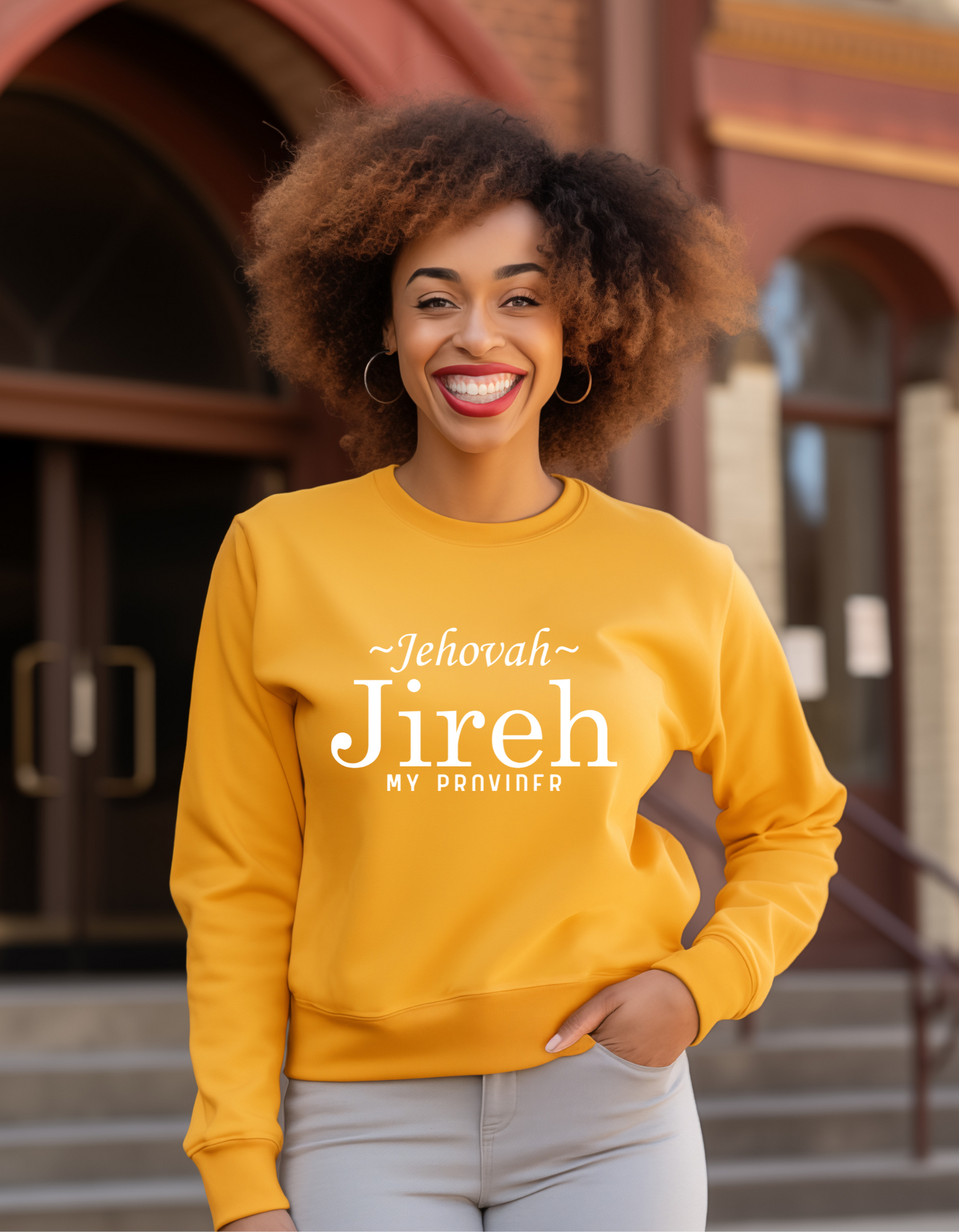 Christian Crewneck Sweatshirt, Jehovah Jireh my provider Christian crewneck sweatshirt