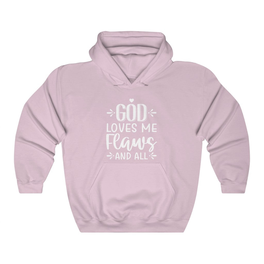 Christian Religious Hoodies, God loves me flaws and all Unisex Heavy Blend™ Hooded Sweatshirt