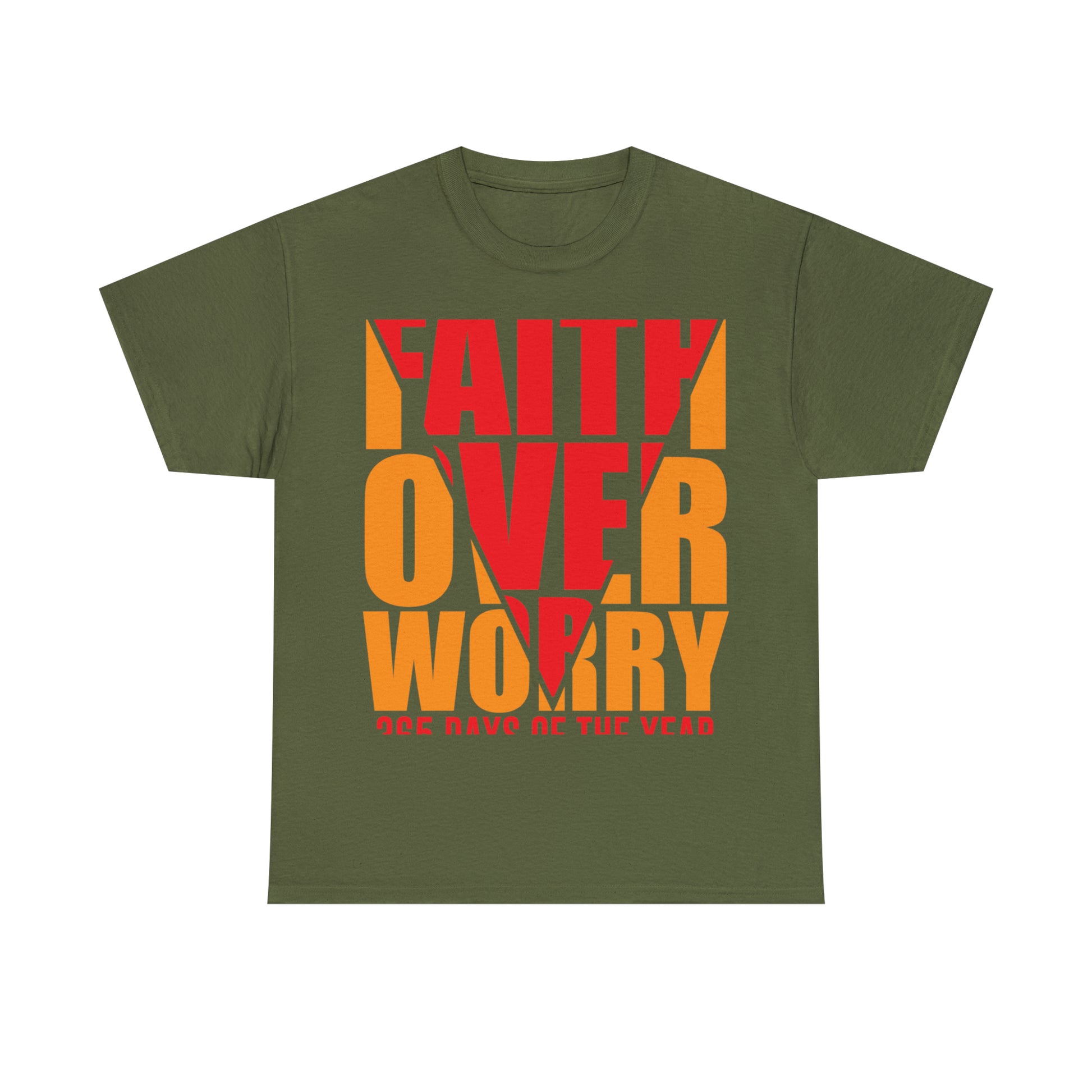 Religious Graphic Tees, Faith over worry Unisex Heavy Cotton Tee